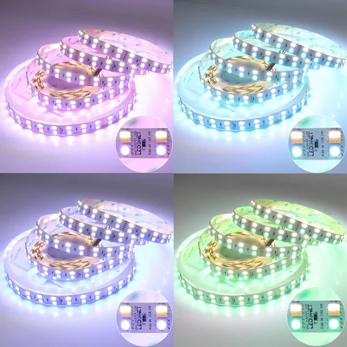 Vista 4 de LEDENET SMD 5050 - Tira de luces LED de doble fila de 24 V RGB+CCT, 600 LED, RGB-CW-WW, cambio de color, temperatura ajustable, RGBW RGBWW, cinta