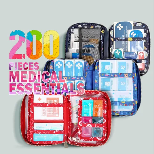 Vista 3 de EVERLIT Care Rescue Pack Kit de primeros auxilios para la familia para niños con 200 piezas de suministros médicos Bolsa de almacenamiento