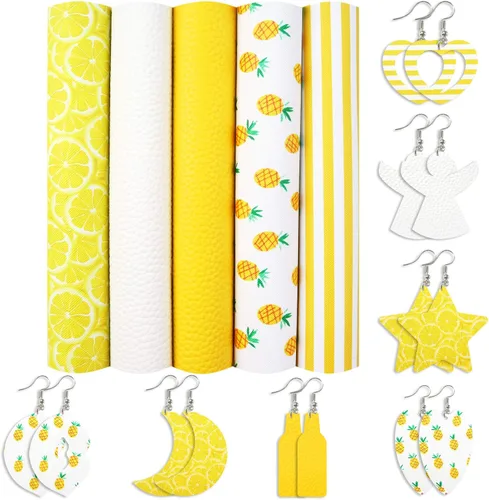 Vista 7 de David Accessories - Juego de 6 hojas de tela de piel sintética (8 x 13 pulgadas), incluye 2 tipos de tela de piel para hacer lazos, aretes
