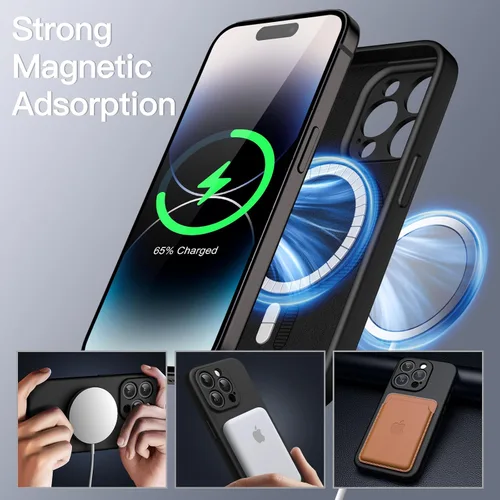 Vista 3 de JETech Funda magnética de silicona para iPhone 14 Pro de 6.1 pulgadas, compatible con MagSafe, funda para teléfono con lente de cámara de protección