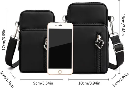 Vista 5 de Bolsa multifuncional para teléfono celular para mujer, diseño de lazo de acuarela a la moda, para mujer, con cremallera, para hombro, bolsa
