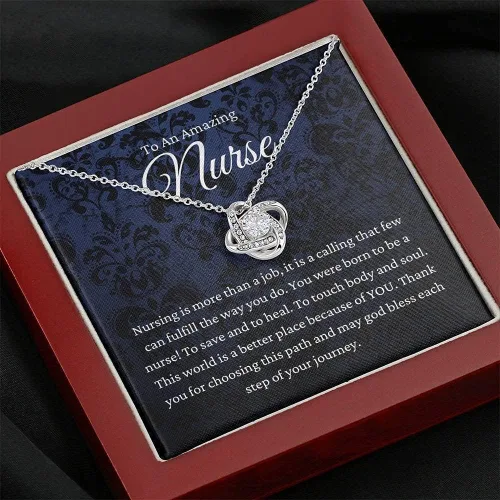 Vista 3 de Regalo de joyería personalizado nudo de amor, regalo de enfermera, regalo de enfermera, regalo de atención médica, regalos para enfermeras, regalo