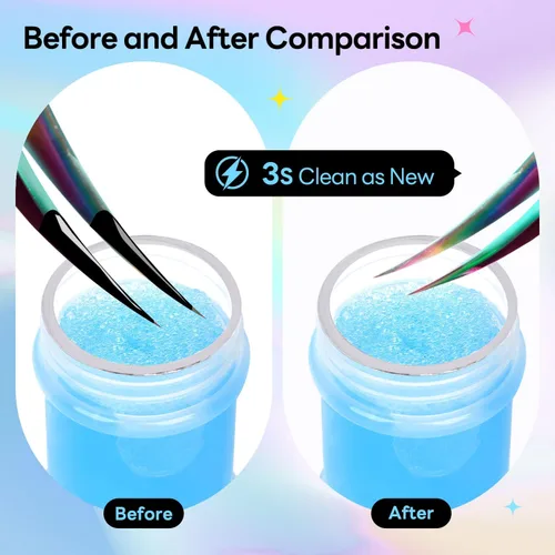 Vista 5 de ACTROL - Pinzas limpiadoras de pestañas azules de 0.8 fl oz con bola de esponja para eliminación de pegamento Blue 25ml Lash Tweezer Cleanser With