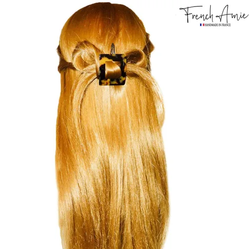 Vista 6 de French Amie Squared Tokyo - Pasador de pelo pequeño hecho a mano, acetato de celuloide, sin metal, para mujer