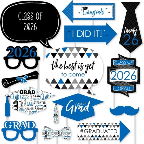 Vista 13 de Big Dot of Happiness Accesorios de graduación en blanco y negro para sesión de fotos 2026, juego de 20 unidades de accesorios de cabina de fotos