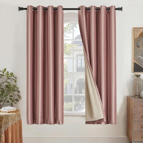 Vista 8 de GIGIZAZA Cortinas de terciopelo 100% opacas de 72 pulgadas, 2 paneles, cortinas negras para ventana, con aislamiento térmico, cortina de lujo