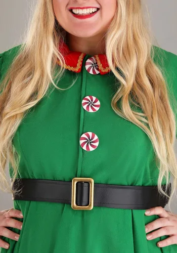 Vista 7 de Plus Size Holiday Elf Costume for Women Adult Christmas Dress