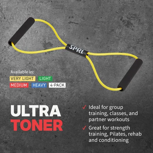 Vista 4 de SPRI Ultra Toner Figura 8 Banda de resistencia con asas acolchadas ideal para estiramiento, ejercicio, entrenamiento de fitness, yoga, pesas