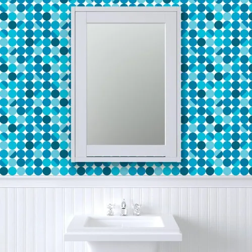 Vista 9 de Spoonflower Blue Moon White Pre-Pasted Removable Wallpaper Sample 12" x 24" Modern Cool Lampshade Water-activated, simple to install and