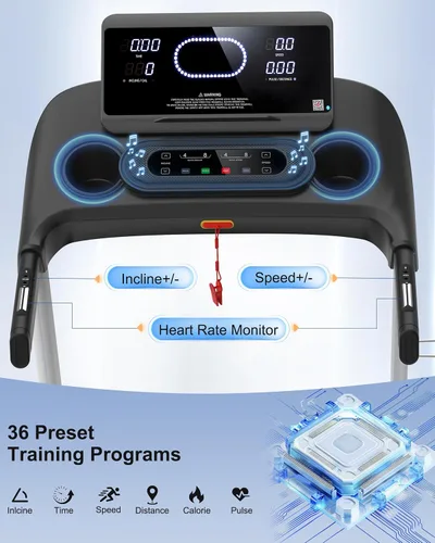 Vista 3 de Cinta de correr inclinada para el hogar, cinta de correr con 18% de inclinación automática, resistente capacidad de 400 libras, máquina de correr