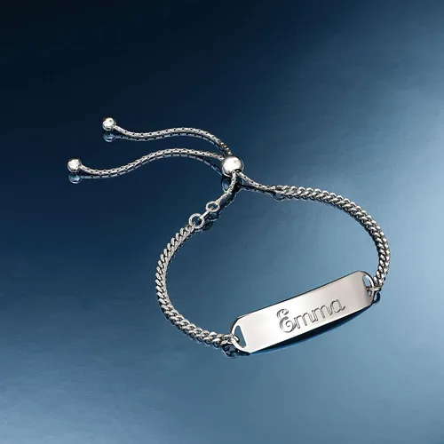 Vista 5 de Ross-Simons Pulsera de plata de ley italiana personalizada Id Bolo, Plata de ley, no conocido