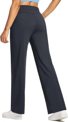 Vista 2 de BALEAF Pantalones deportivos de pierna recta para mujer, pantalones deportivos de pierna ancha, bolsillos elásticos y suaves para entrenamiento