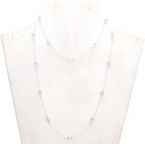 Vista 3 de Collar de bisel hecho a mano de plata esterlina 925 con piedra preciosa natural del topacio azul, Gema, Topacio