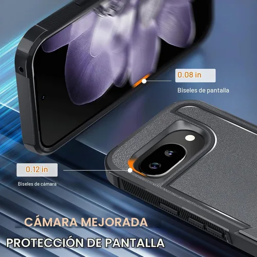 Vista 7 de Funda para Google Pixel 9A, de cuerpo completo, resistente, a prueba de golpes, con correa de cordón, protector de pantalla de vidrio templado