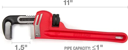 Vista 4 de Steelman 60883 Llave de tubo de mango recto de hierro fundido resistente de 10 pulgadas