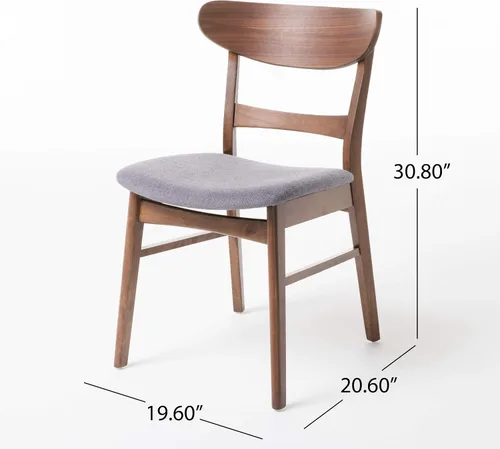 Vista 3 de Christopher Knight Home Idalia - Juego de comedor rectangular de patas curvas, juego de 5 piezas, nogal natural y gris oscuro