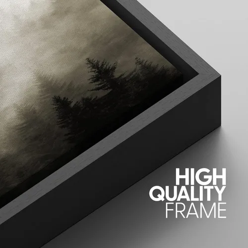 Vista 5 de SIGNWIN Lienzo enmarcado para pared, juego de decoración de guardería de bosques, niebla y niebla sobre bosque de montaña oscura, naturaleza, arte