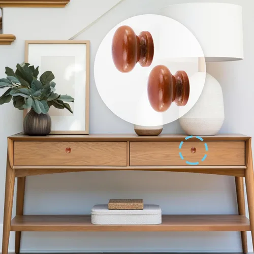 Vista 3 de Bitray Perillas de madera redondas con forma de hongo y color marrón claro, tiradores de cajón de madera - 8