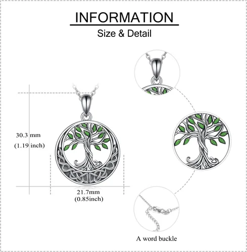 Vista 114 de ONEFINITY Collar de plata de ley 925 con diseño de árbol de la vida con colgante de nudo celta de concha de abulón para mujer