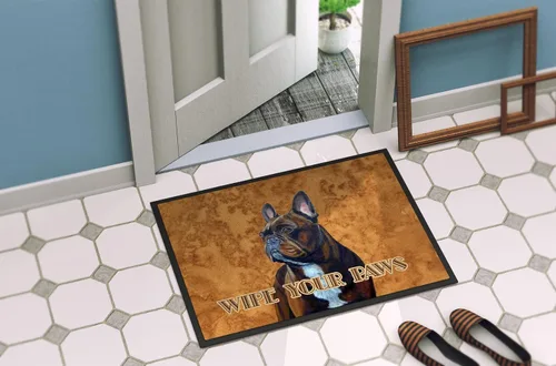 Vista 4 de Caroline's Treasures LH9455MAT - Felpudo de bulldog francés Wipe Your Paws de 18 x 27 pulgadas, tapete para puerta delantera, interior y exterior