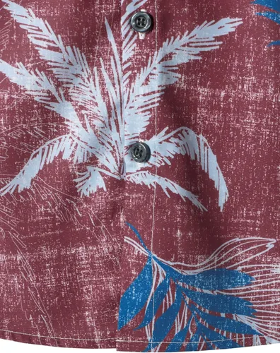 Vista 5 de JOGAL Camisa hawaiana floral para hombre, con bolsillo frontal, informal, Aloha