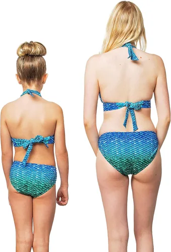Vista 3 de Sun Tails Mermaid Swimsuit - Girls Bikini Set - Matching Scale
