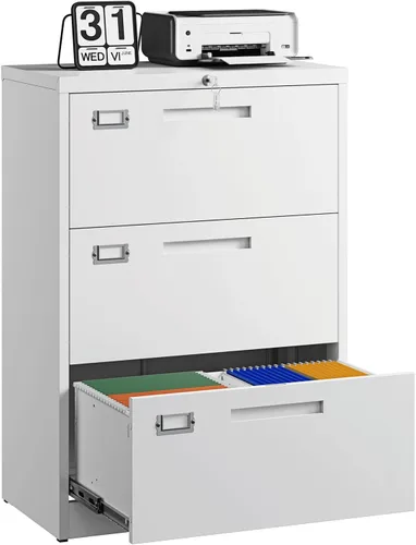 Vista 13 de Letaya Archivador de 2 cajones con cerradura, archivador lateral de metal para oficina en casa, tamaño carta/legal/A4
