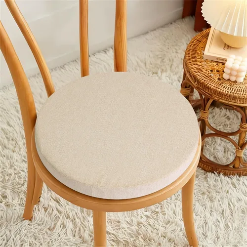 Vista 2 de Tromlycs Almohadilla de Cojín de Asiento Redondo para Silla de 14 Pulgadas para Sillas de Taburete Circular Cojín de Espuma Decorativo Beige