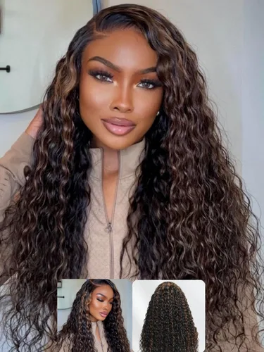 Vista 15 de Nadula Pre Everything - Pelucas de cabello humano ondulado con encaje frontal HD de 13 x 4 pulgadas, sin pegamento, con cordón invisible, mojado
