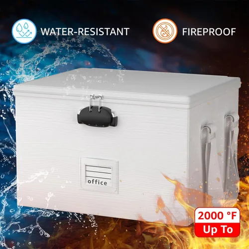 Vista 3 de ROSONG Caja de Documentos Ignífuga Organizador de Archivos - Caja de Almacenamiento Portátil Impermeable con Cerradura y Asa para Colgar Carpetas