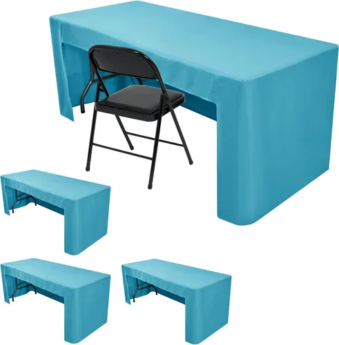 Vista 24 de HolidayIdeas Fitted Tablecloths for 4 Foot Rectangle Table, Wrinkle Resistant Washable Table Cover 24x48 Inch for Vendor Booth Display, Banquet, Aqua