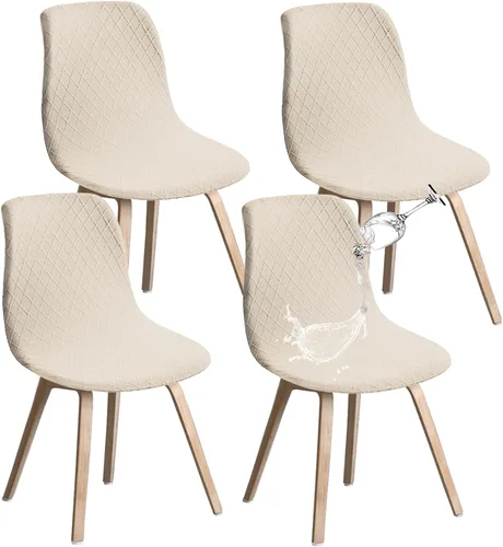 Vista 21 de Juego de 2 fundas de jacquard para silla, elásticas, impermeables, escandinavas, para sillas de comedor, lavables, modernas, fundas de asiento