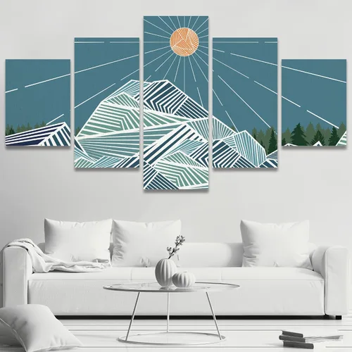 Vista 33 de SIGNWIN Lienzo grande para pared, efecto geométrico de mármol, triángulo dorado, polígono, paisaje, formas abstractas, arte digital, arte moderno