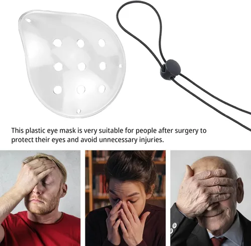 Vista 7 de 1 parche de plástico para ojos de 9 agujeros con 1 cuerda elástica, transpirable y cómodo, protección ocular, adecuado para niños, adultos, cubierta