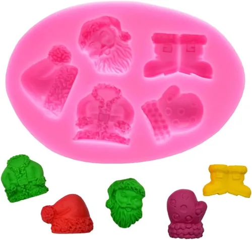 Vista 8 de Molde de silicona de Navidad para pastel de chocolate de Navidad, molde para hornear galletas, bandeja de molde de caramelo de Navidad 3D, mini