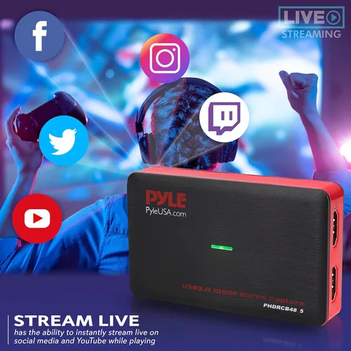 Vista 3 de Pyle Tarjeta de captura de EE. UU., tarjeta de captura de video HDMI 4K, 1080P 60FPS, tarjeta de captura HDMI a USB 3.0 para transmisión en vivo