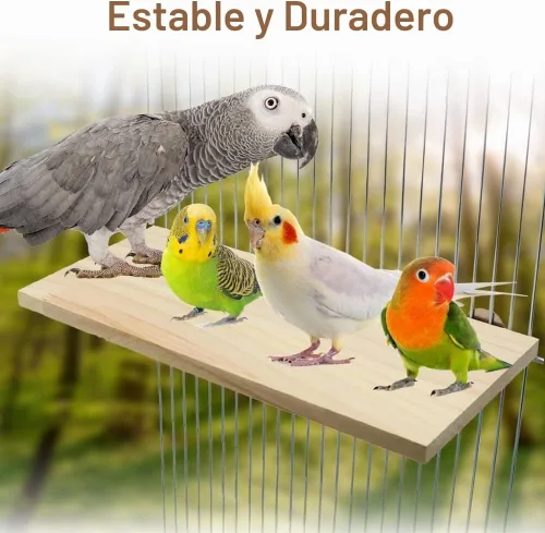 Vista 4 de Litewoo Estante grande de madera para perca de loro, 1 unidad