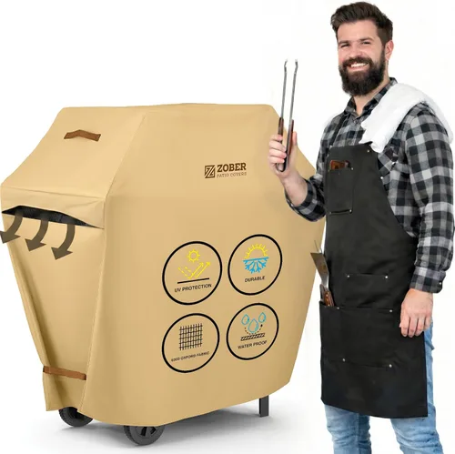 Vista 10 de ZOBER Funda resistente para parrilla de barbacoa, 58 pulgadas, impermeable, de doble capa, se adapta a la cubierta de parrilla de gas Weber