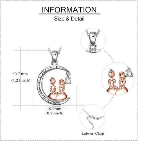 Vista 3 de KQF 925 Sterling Silver Necklace MushroomPigMoonHeart Pendant Necklace for Girls Women Necklace Jewelry Gift for Her