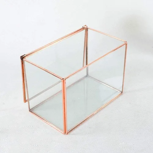 Vista 3 de erddcbb Caja rectangular para joyas en el pecho de cristal, estilo europeo, joyería a la moda, caja de baratijas