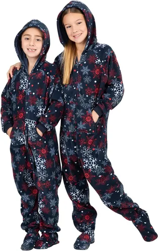 Vista 4 de Footed Pajamas - Sudadera familiar a juego de una pieza Suéteres de una pieza para niños, niñas, hombres, mujeres y mascotas Unisex