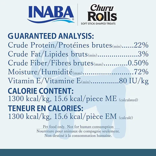 Vista 5 de INABA Churu Rolls - Rollos para perros, sin granos, suaves y masticables al horno envueltos de pollo rellenos de churu, 0.42 onzas cada palito 24