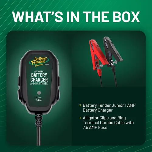 Vista 11 de Battery Tender Junior 12V, cargador y mantenedor de batería de 800mA para baterías de ácido plomado y de litio - Cargador de batería conmutable