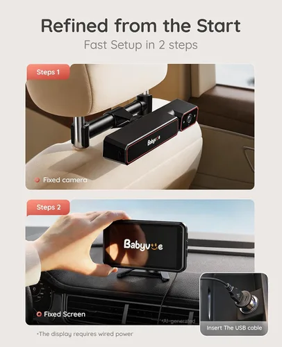 Vista 3 de Babyvue BV6PRO - Monitor de bebé inalámbrico con cámara dual para coche
