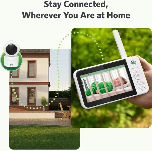 Vista 10 de LeapFrog Monitor de video para bebés: pantalla a color de 5 pulgadas, batería de 31 horas, FHSS seguro sin WiFi, zoom panorámico remoto, visión