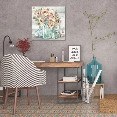Vista 5 de Jaxson Rea Tre Sorelle Studios, lienzo envuelto en galería con amapolas en botellas vintage, 12.0 x 12.0 in
