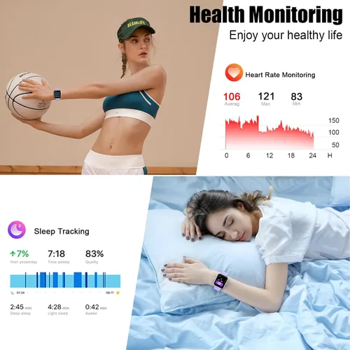 Vista 4 de Reloj inteligente para hombres y mujeres, 1.96 pulgadas HD Fitness Tracker Running Watch (respuesta/hacer llamadas), IP68 resistente al agua