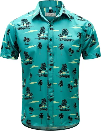 Vista 2 de ENVMENST Hawaiian Shirt for Men Short Sleeve Beach Printed Summer Button Down Aloha Shirt(S-3XL)