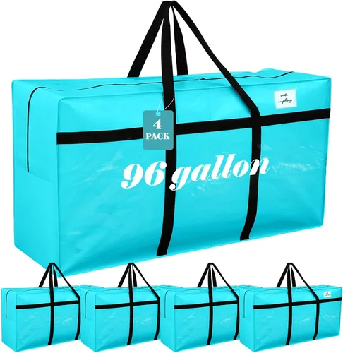 Vista 25 de 4 Piezas Bolsas de Mudanza Grandes con Cremallera y Asas Bolsas de Lona Tipo Duffle Plegables de Almacenamiento Extra Resistentes Extra Grandes