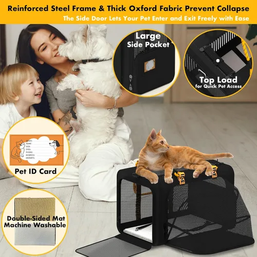 Vista 9 de PAWZIDEA Carriola doble para mascotas con 2 portamascotas desmontables, jaula portátil para perros para viajes en automóvil y porta gatos expandible